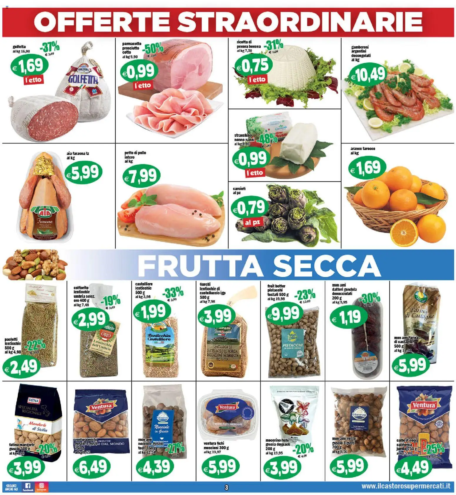 Volantino Il Castoro del 27.12.2025 | Pagina: 3 | Prodotti: Pollo, Lenticchie, Frutta, Carciofi