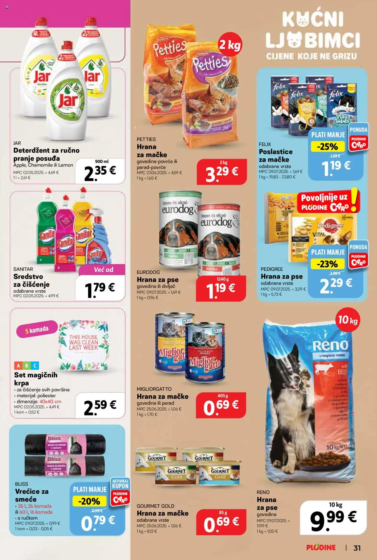 Plodine katalog | vrijedi od 10.09.2025 | Stranica: 31 | Proizvodi: Hrana za pse, Deterdžent, Govedina, Hrana za mačke