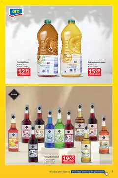 Pogląd oferty "Makro gazetka - Dostawy dla gastronomii" - ważna od 03.04.2026 | Strona: 3 | Produkty: Syrop, Sok jabłkowy, Syrop barmański, Sok