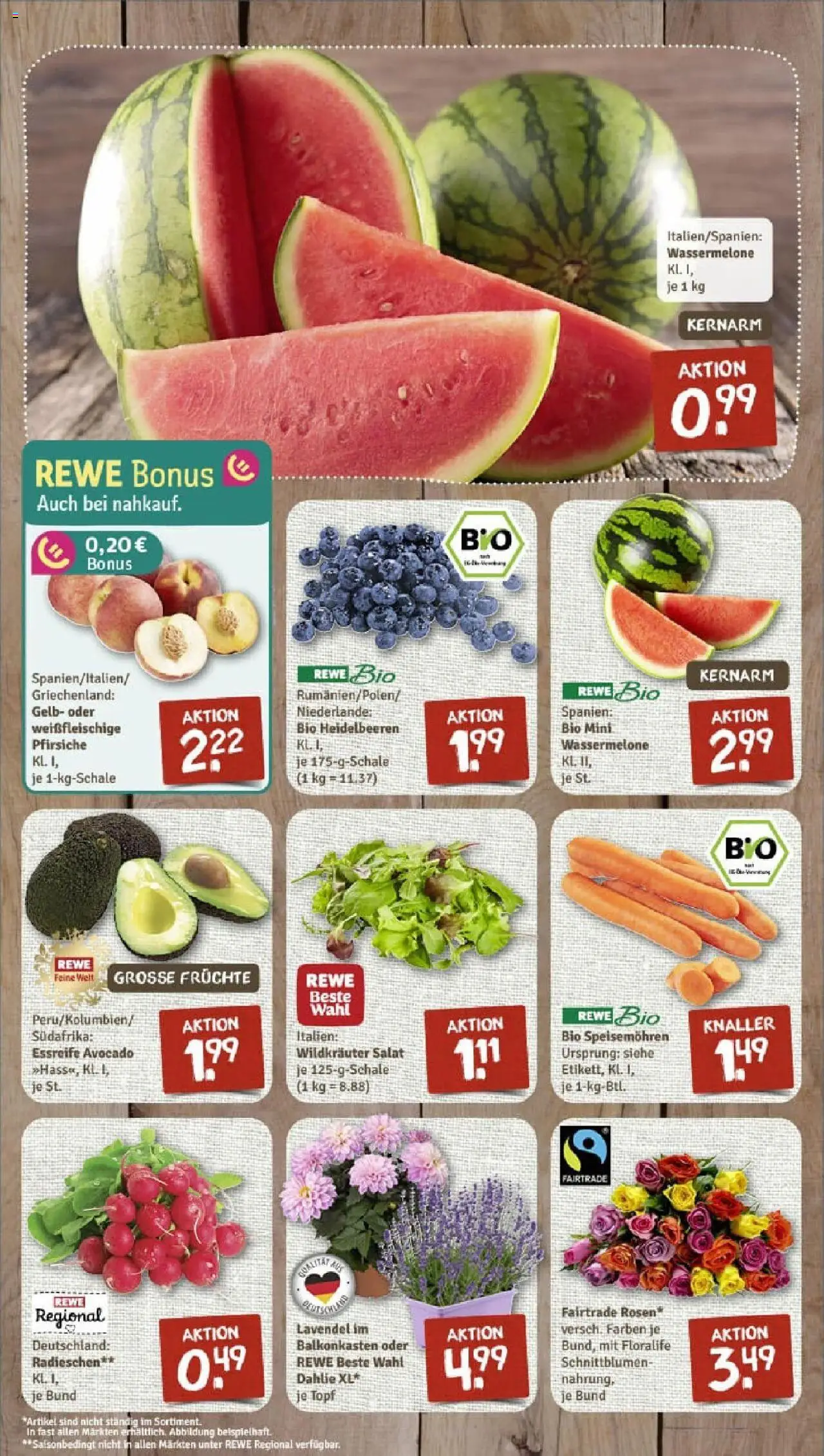 Rewe prospekt Emmerthal	 - gültig ab dem 29.06.2025 | Seite: 3 | Produkte: Heidelbeeren, Avocado, Wassermelone, Lavendel