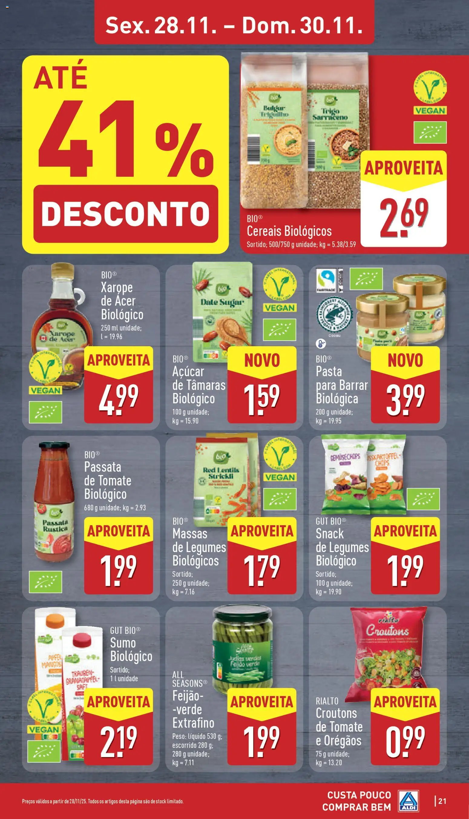 Aldi folheto │ válido de 24.11.2025 | Página: 21 | Produtos: Sumo, Açúcar, Tomate, Cereais