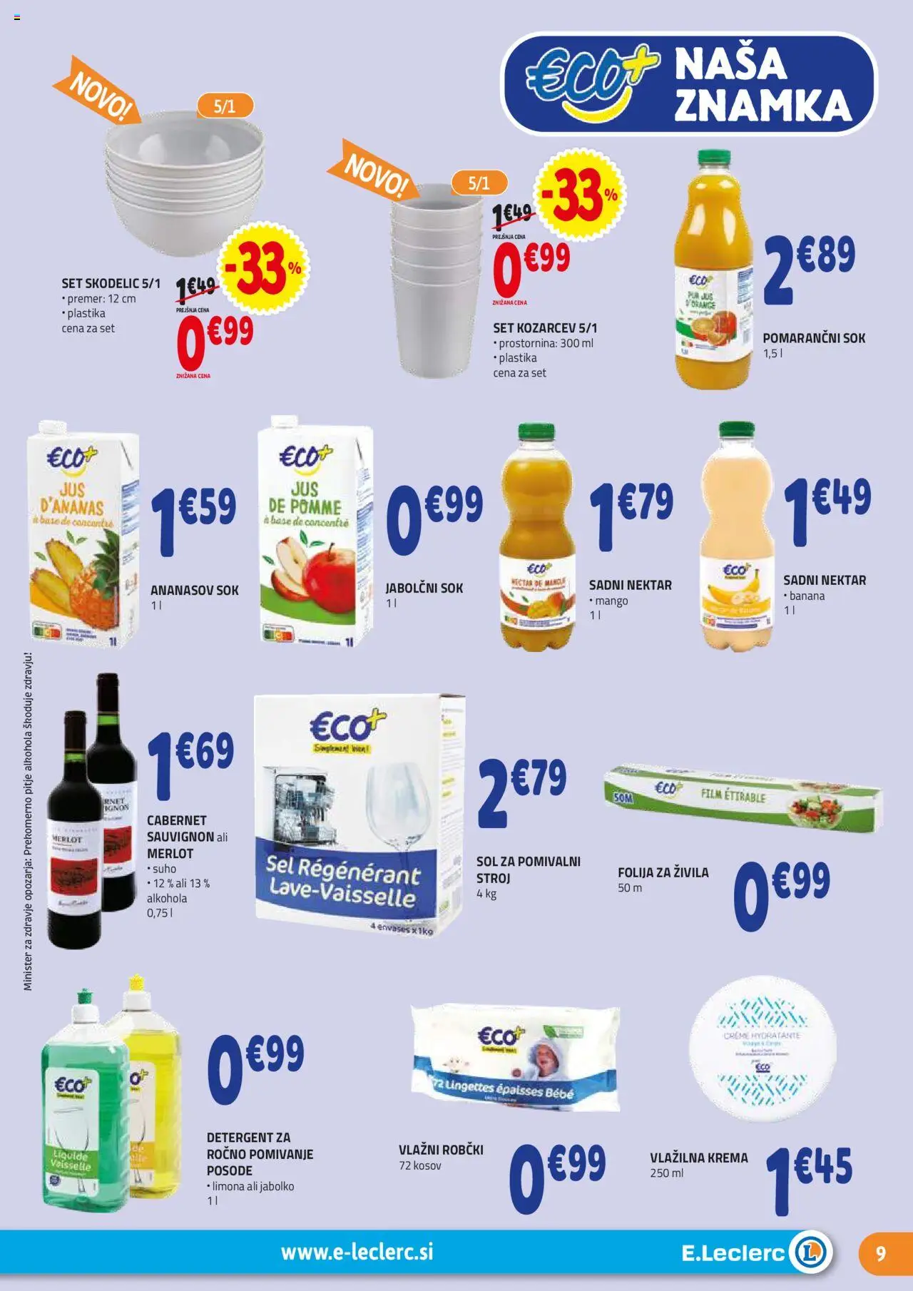 E.leclerc katalog │ velja od 02.07.2025 | Stran: 9 | Izdelki: Robčki, Detergent, Limona, Mango