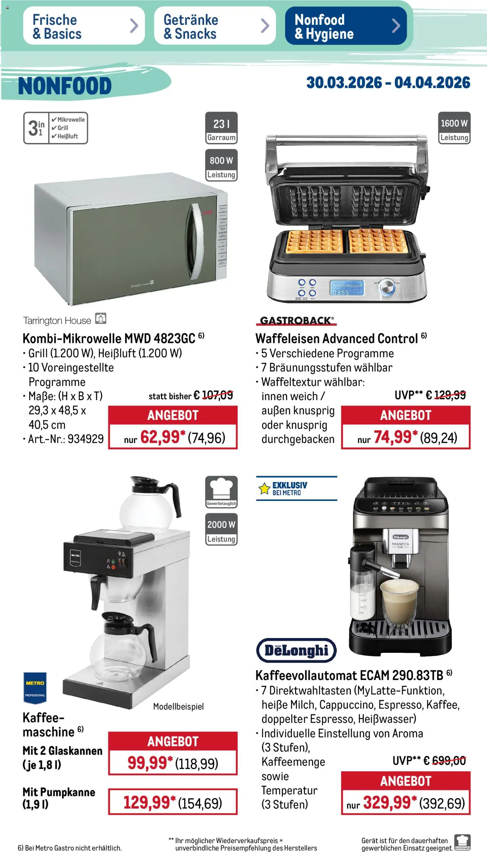 Metro Prospekt 	 – gültig ab 30.03.2026 | Seite: 45 | Produkte: Grill, Kaffee, Kaffeevollautomat, Waffeleisen