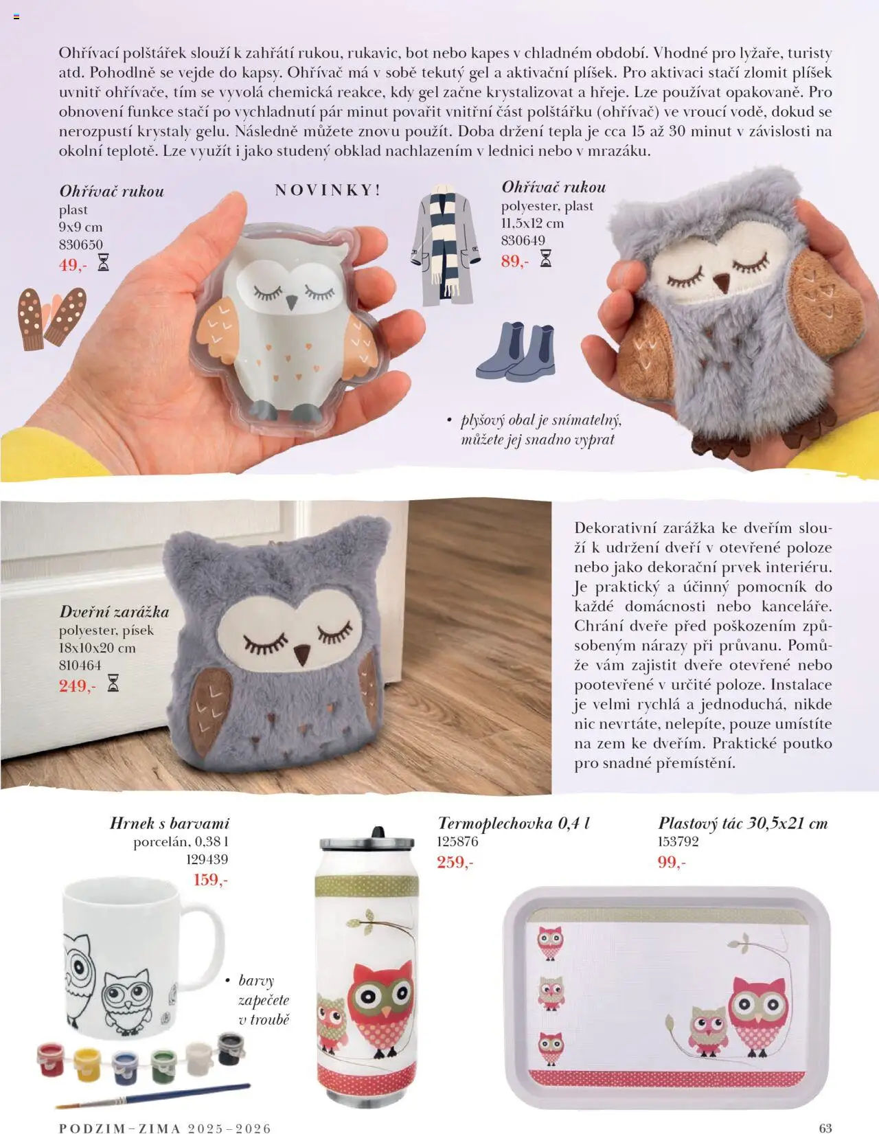 Orion katalog - Podzim/zima od 23.09.2025 | Strana: 63 | Produkty: Hrnek, Ohřívač rukou, Barvy, Dveřní zarážka