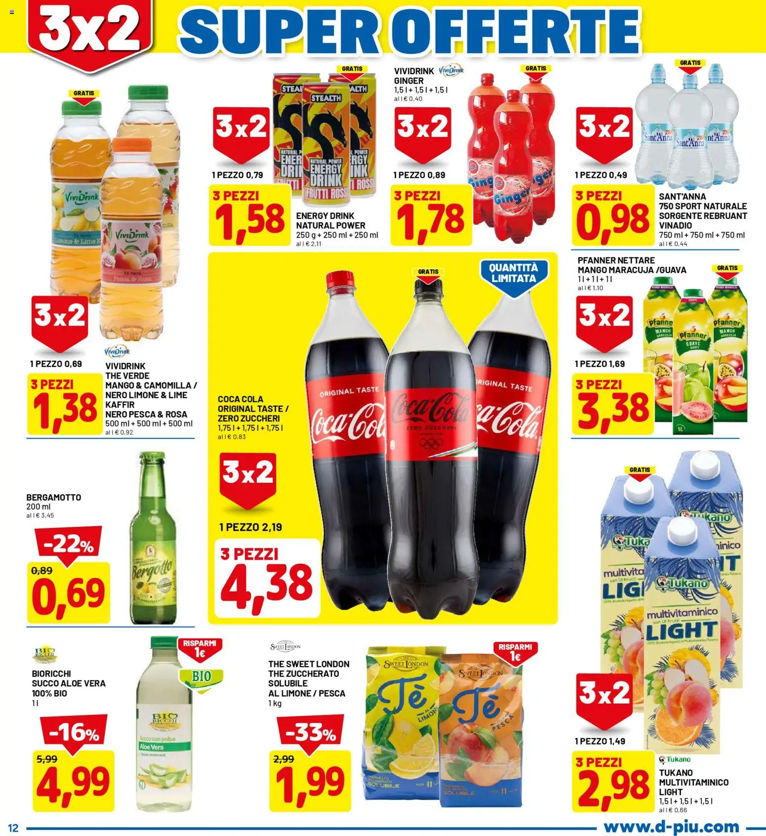 Volantino D Più del 05.01.2026 | Pagina: 12 | Prodotti: Succo, Mango, Lime, Coca Cola
