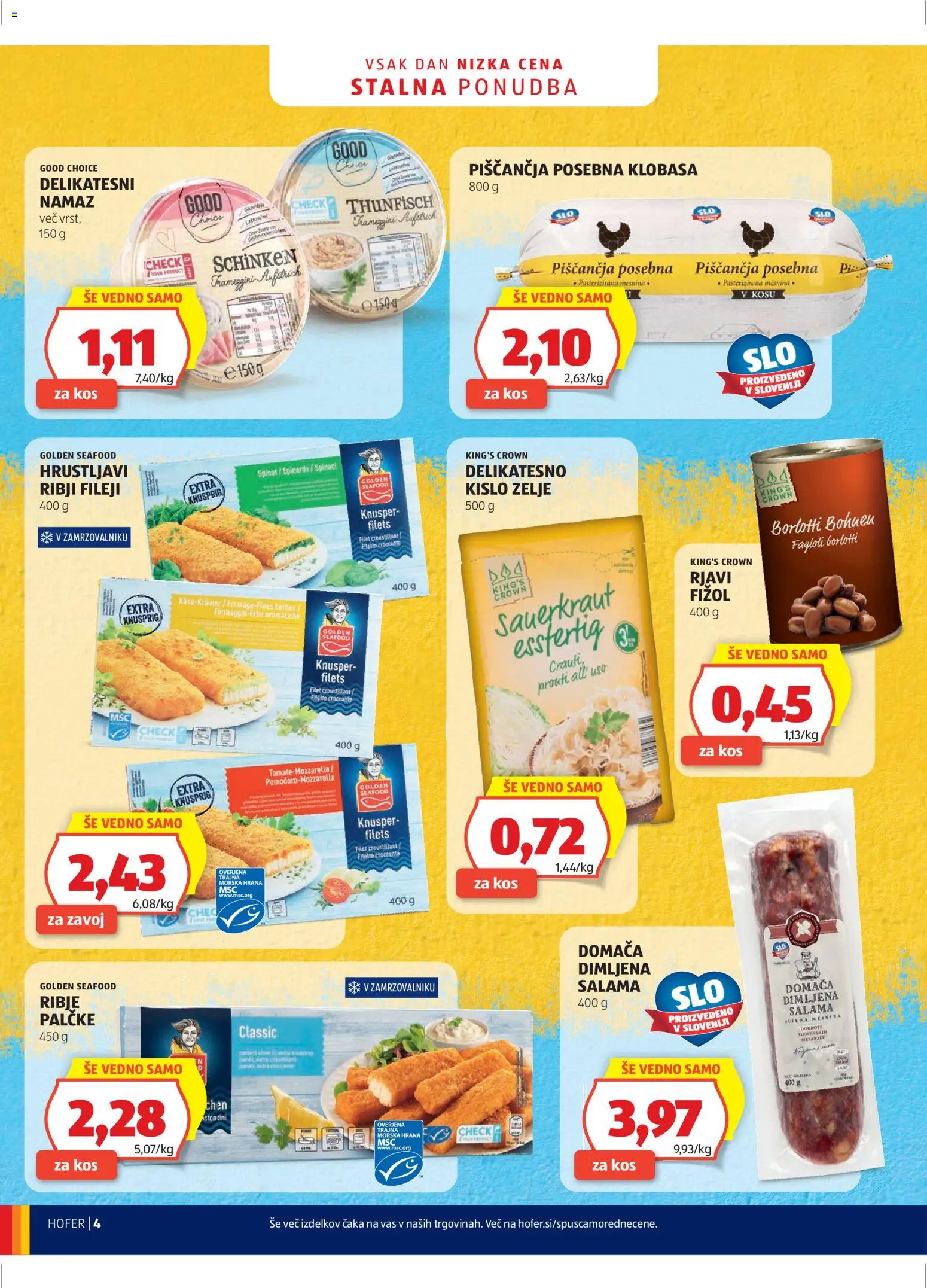 Hofer SI katalog | vrijedi od 18.02.2026 | Stranica: 4 | Proizvodi: Špinat, Salama, Zelje, Namaz