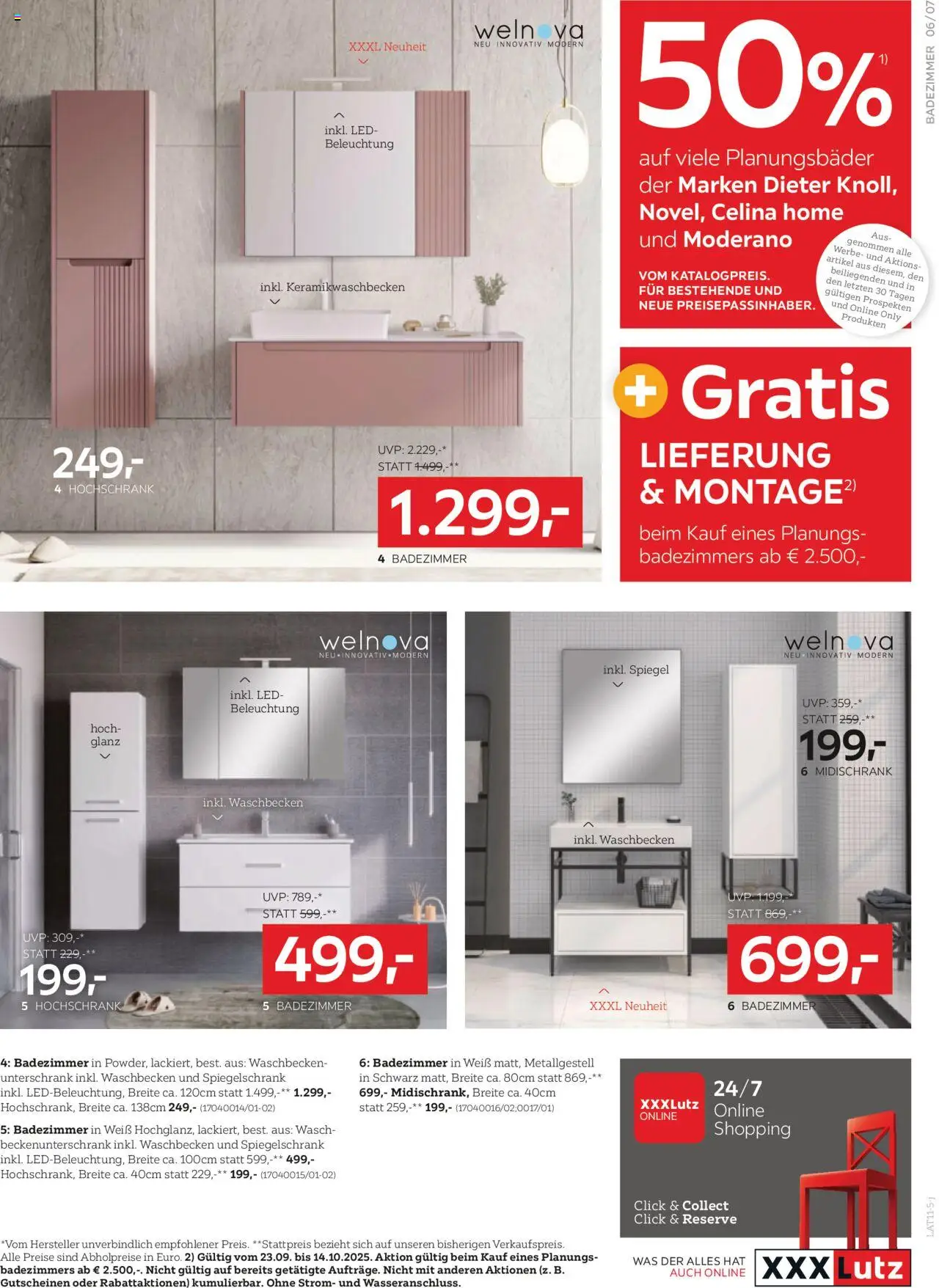 XXXLutz Einbauküche  gültig ab 30.09.2025 | Seite: 7 | Produkte: Waschbecken, Spiegel