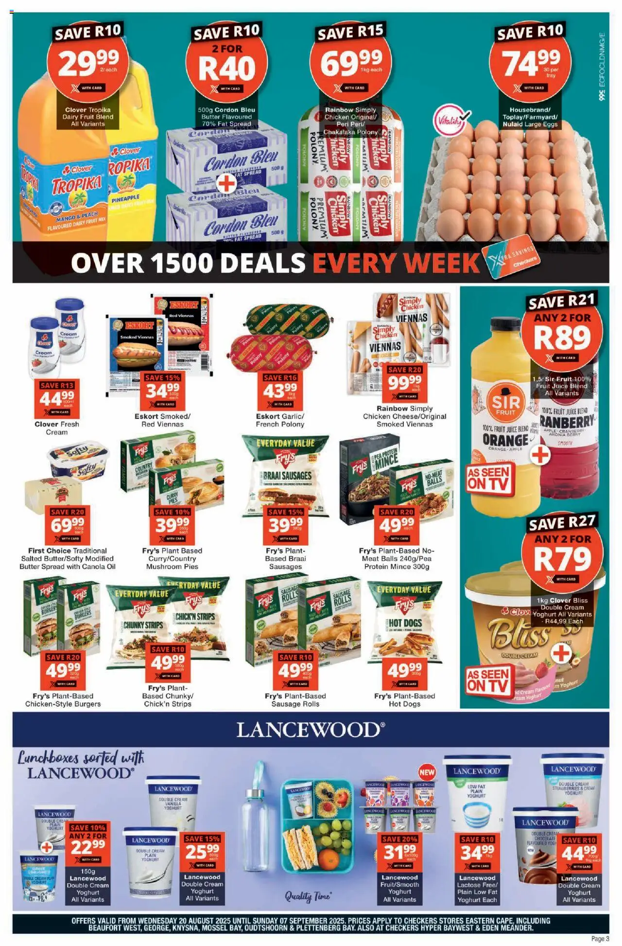 Checkers Eastern Cape - August Month-End Promotion │ valid from 20.08.2025 | Page: 3 | Products: Yoghurt, Oil, Cream, Mango