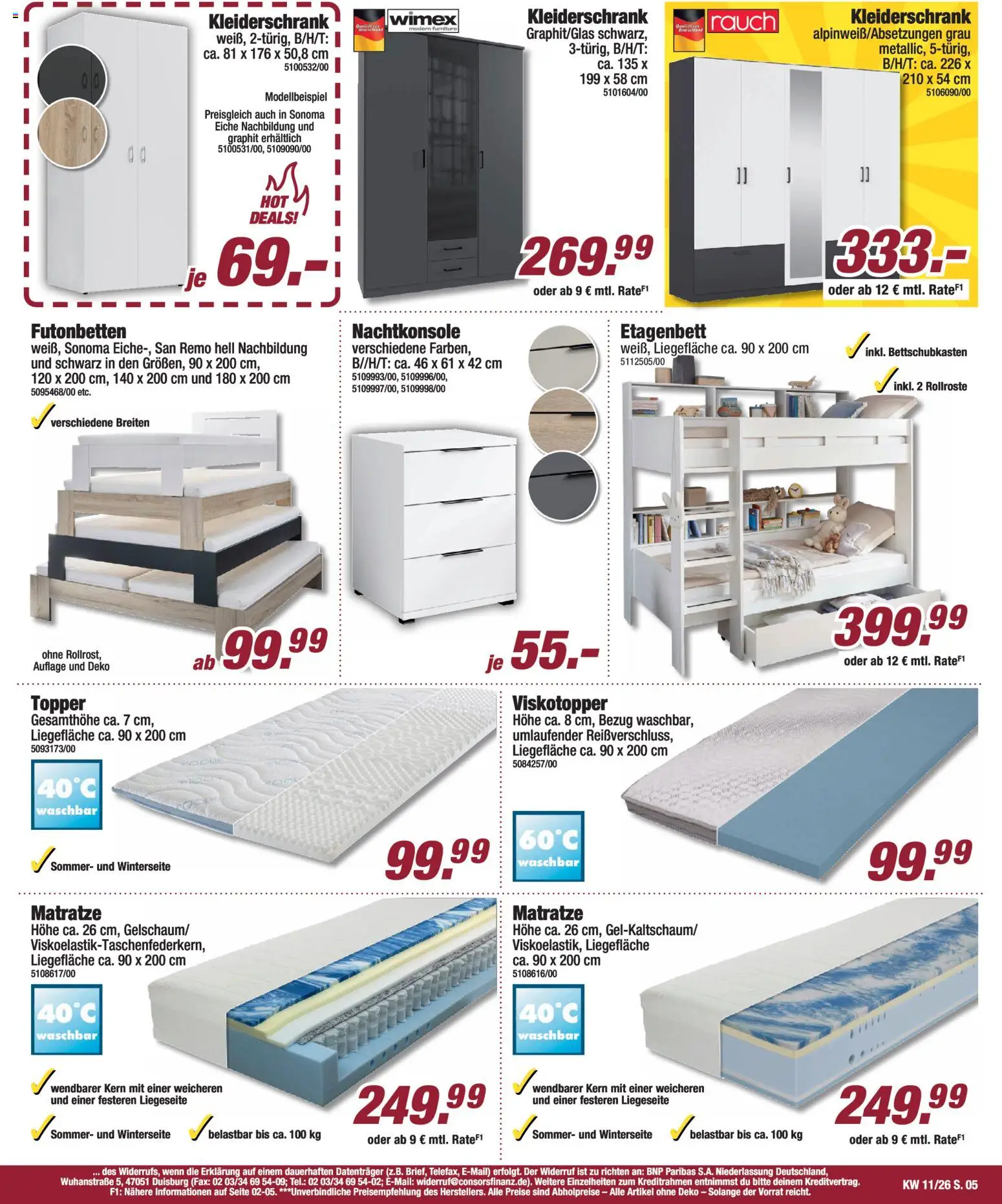 Poco Prospekt 	 – gültig ab 08.03.2026 | Seite: 5 | Produkte: Matratze, Kleiderschrank, Topper